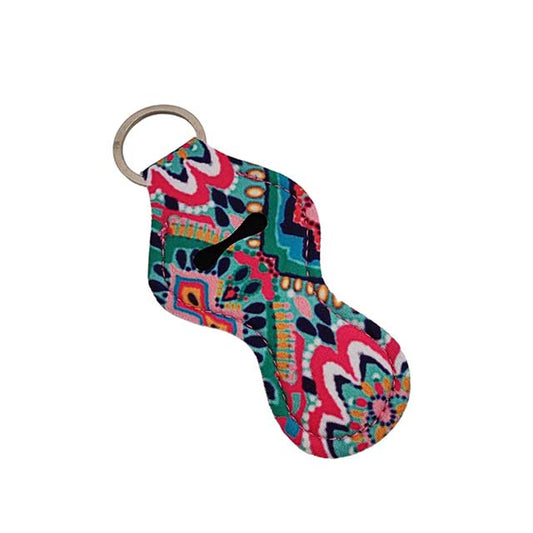 Pink and Teal Lip Balm Holder Key Ring
