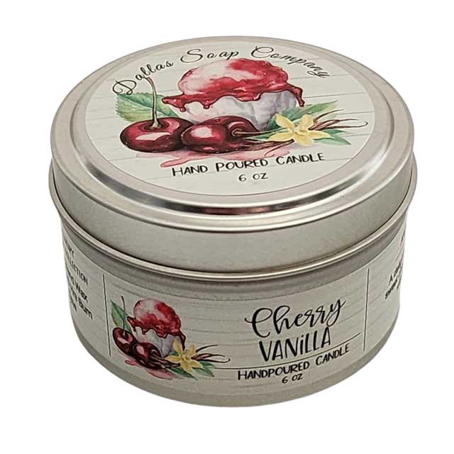 Cherry Vanilla Soy Blend Candle - Dallas Soap Company | Handmade in Texas