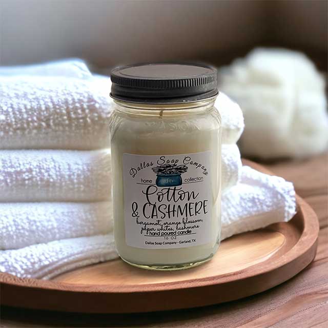 Cotton & Cashmere Mason Jar Candle - Dallas Soap Company