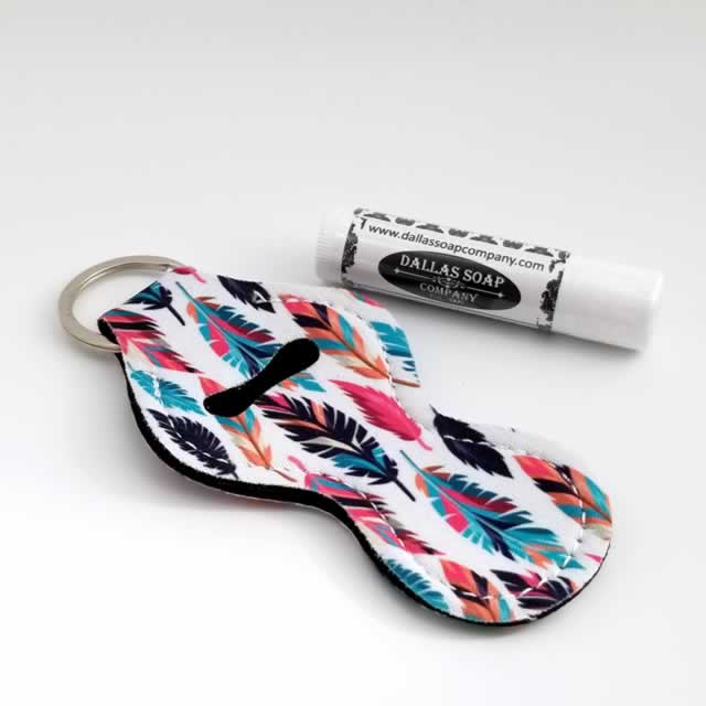 Lip Balm Holder Keyring - Feathers