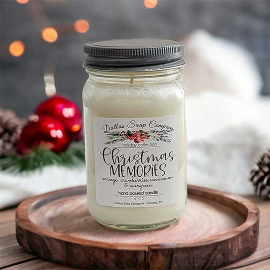 Christmas Memories Mason Jar candle - Dallas Soap Company