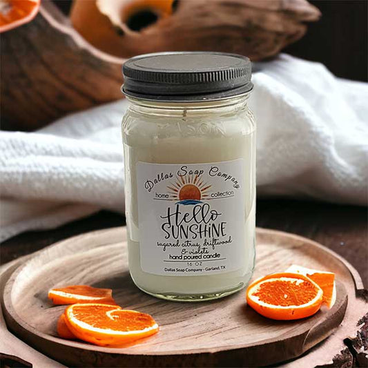 Hello Sunshine Citrus Mason Jar Candle - Dallas Soap Company
