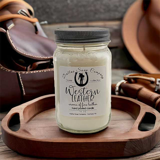 Western Leather Candle - Dallas Soap Company - Handmade in Texas