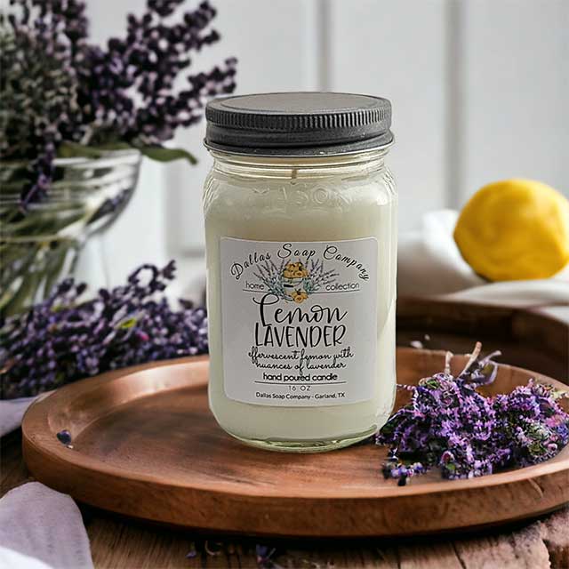 Lemon Lavender Mason Jar Candle - Dallas Soap Company