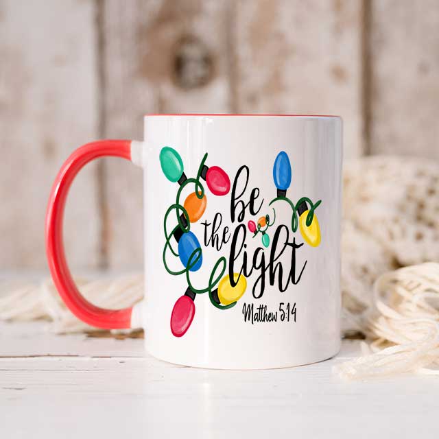 Be The Light - Matthew 5:14 Ceramic Christmas Scripture Mug