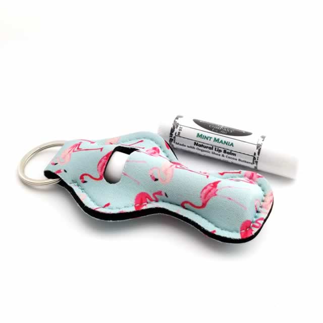 Lip Balm Holder Keyring - Flamingo