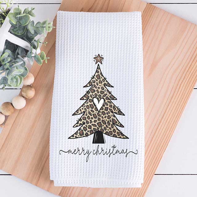 Merry Christmas Leopard Tea Towel - Dallas Soap Company