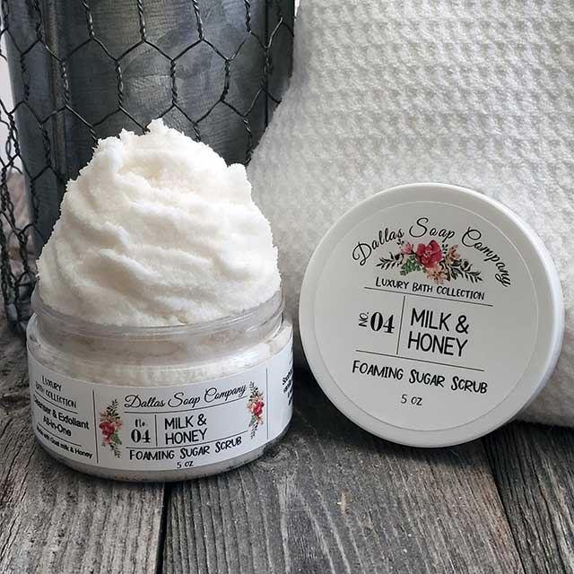 Milk & Honey Foaming Sugar Scrub | Goat Milk Sugar Scrub - Dallas Soap Company