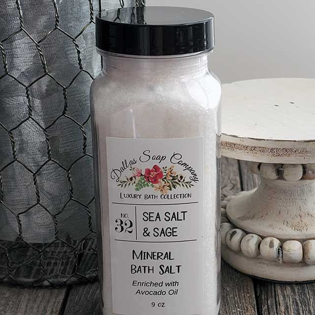Sea Salt & Sage Mineral Bath Salt | Dallas Soap Company - made in Texas